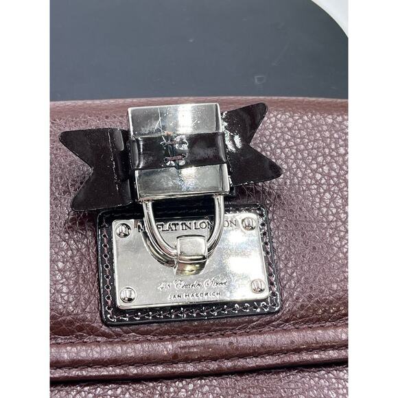 My Flat In London Brown Crossbody Metal Chain Bow Wallet Clutch 48 Charles St - Picture 3 of 12